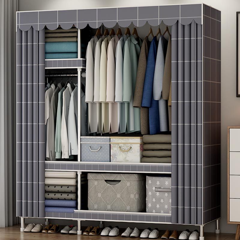Modern Style Wardrobe Metal Bedroom Wardrobe Closet with Shelves