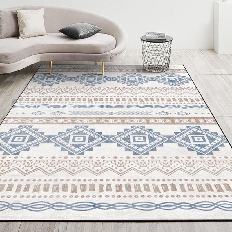 Beige Morocco Rug Polyester Graphic Rug Washable Rug for Drawing Room