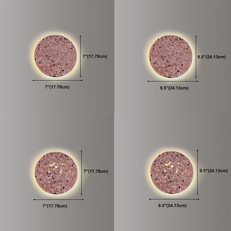 Nordic Style LED Wall Light Geometry Round Colorful Wall Lamp with Stone Shade for Bedroom