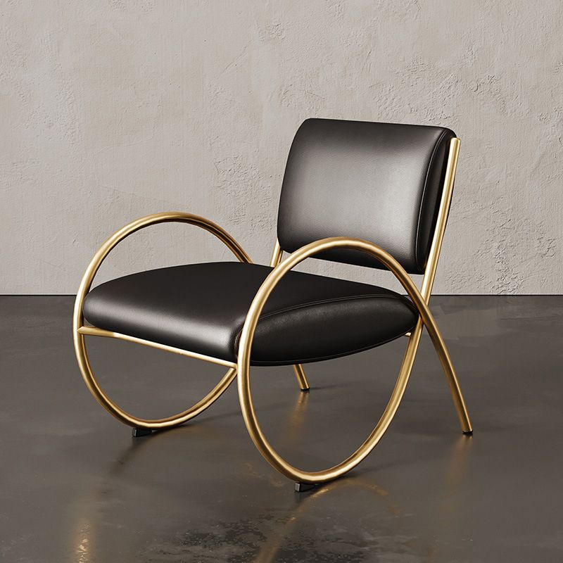 Upholstered Lounge Chair Arms Included Chair with Gold Tone Legs