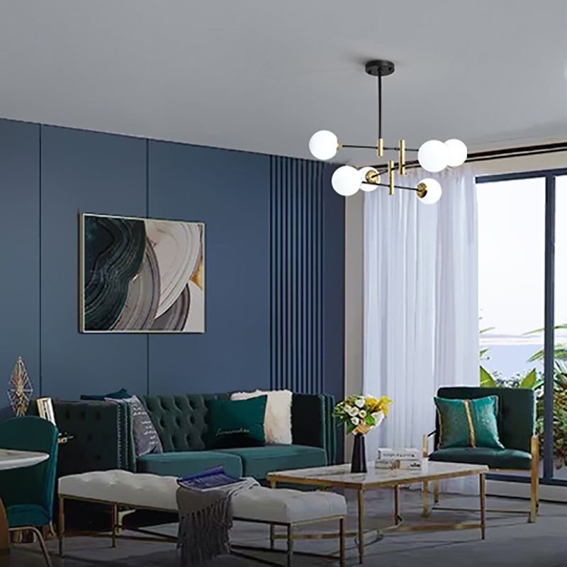 Modern Metal Chandelier Light Fixtures Black Multi-Head Suspension Pendant Lamps for Living Room