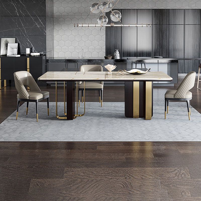 Faux Marble Dining Table Rectangle Dinner Table for Dining Room