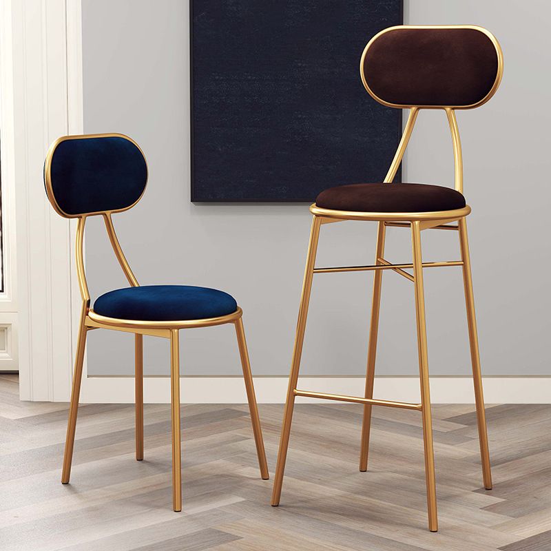 Nordic Low Back Bar-stool Round Seat Counter Bar Stool with Metal Legs