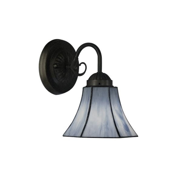 Blue Glass Bell Wall Sconce with Gooseneck 1 Light Vintage Indoor Wall Lighting