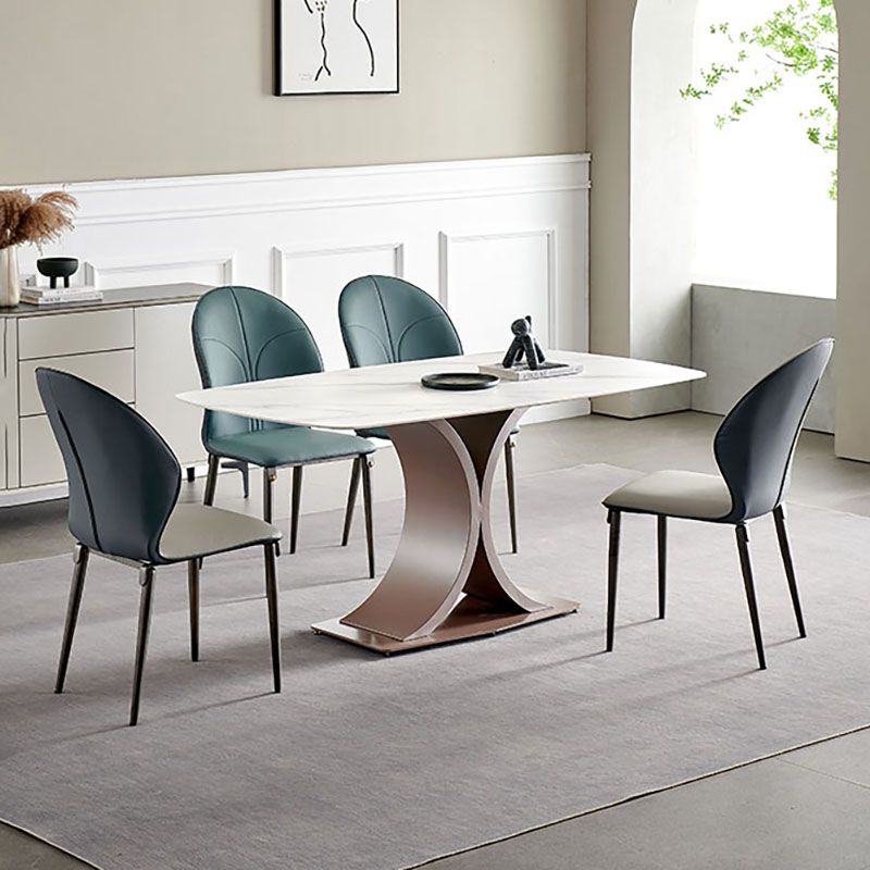 Sillas de comedor de metal de estilo moderno, sillas laterales sin brazos con respaldo de cocina