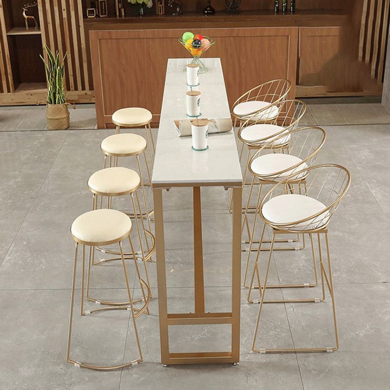 Modern Bar-height Table FauxMarble Top Bistro Bar Table with Gold Base