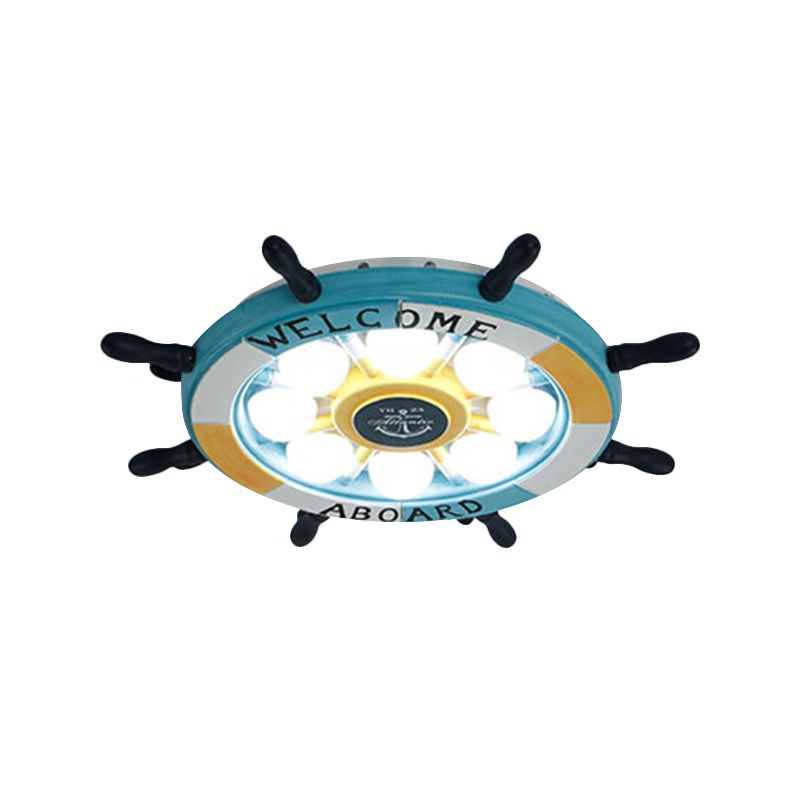 White/Orange/Blue Rudder Flush Lamp Coastal LED Acrylic Ceiling Mounted Fixture in White Light for Bedroom