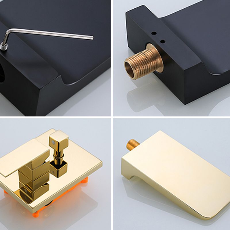 Modern Wall Mounted Metal Tub Filler Low Arc Bathroom Faucet