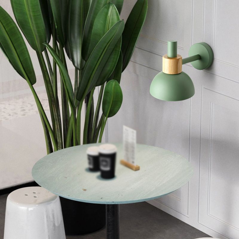 Macaron Dome Shade Wall Sconce Metal 1 Light Sconces for Bedroom