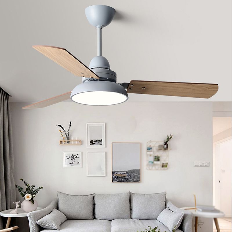 1 - Light LED Ceiling Fan Modern Wood Blade Fan Lighting in 4 Colors