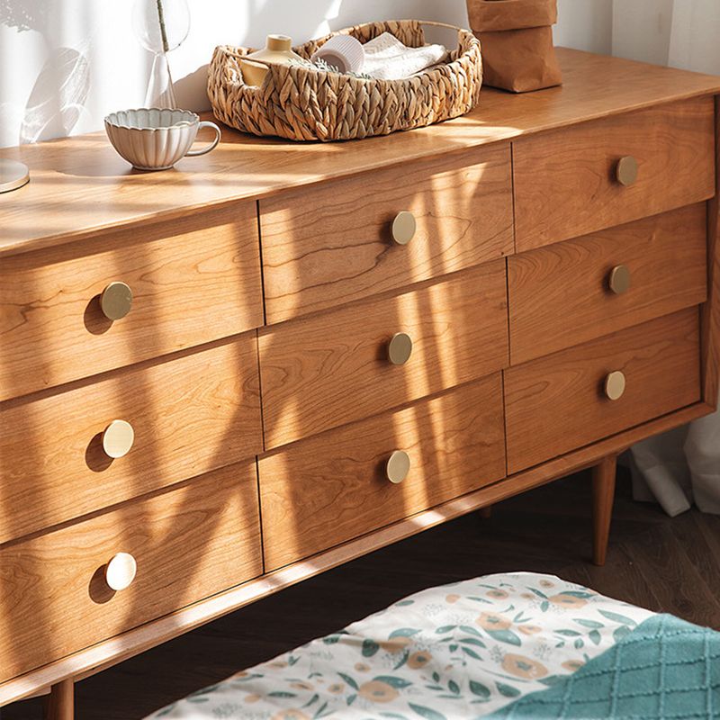 Modern Rectangle Pine Accent Chest 9 - Drawer Straight Legs Chest