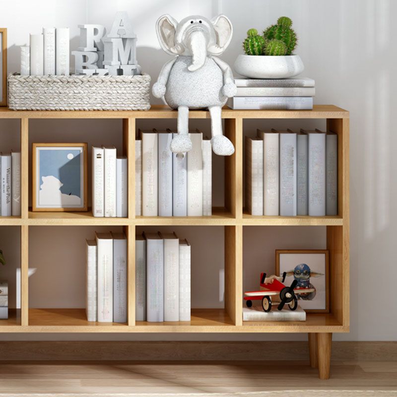 Modern Style Open Back Bookshelf Solid Wood Bookcase with Shelves