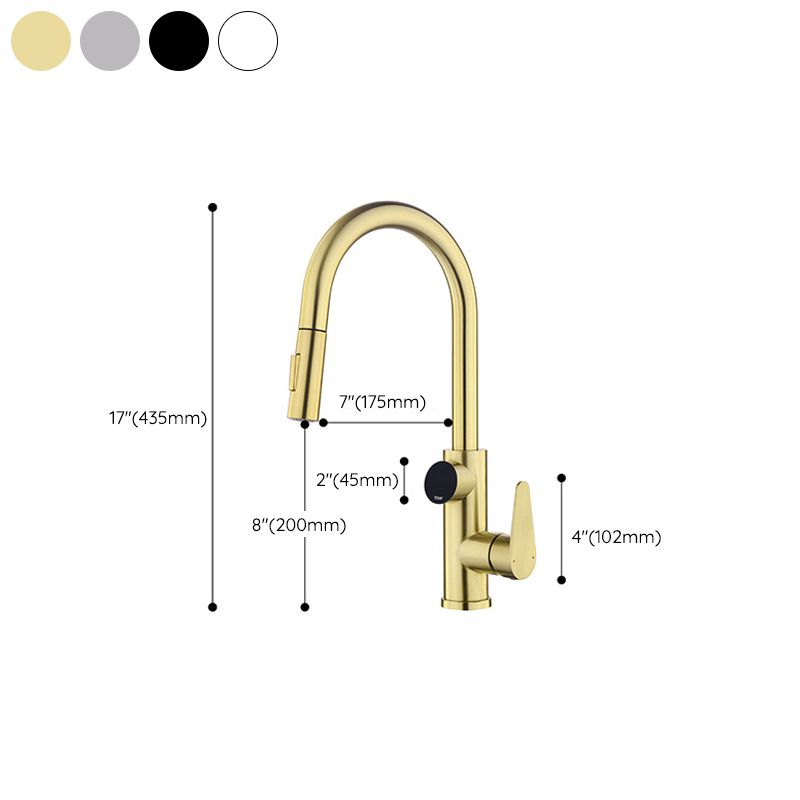 Modern Style Kitchen Faucet Stainless Steel 1-Handle High Arc Retractable Kitchen Faucet