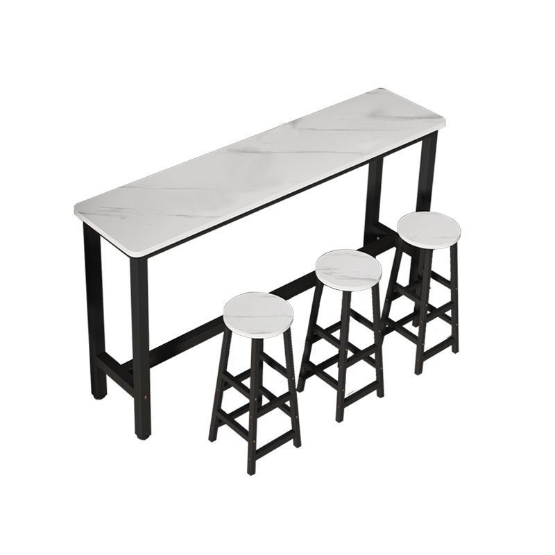 Rectangle Counter Height Pub Set 1/3/4/5/6/7 Pcs Iron Frame Bar Table and Stools
