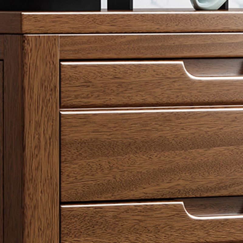 Contemporary Wooden Storage Chest Vertical Chest in Brown with Drawers