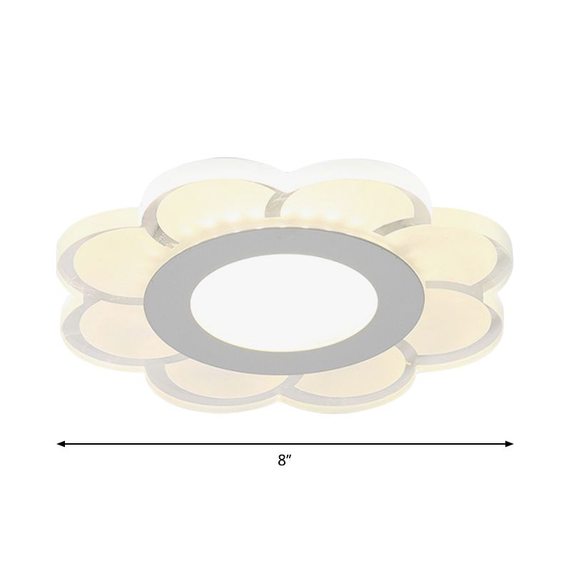Ultrathin Hallway LED Ceiling Lamp Simplicity White Small Flush Mount Light with Floral/Square/Triangle Acrylic Shade