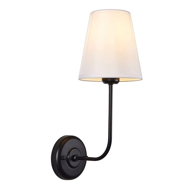 Modern Brass/Black Bathroom Vanity Light Metal Bath Bar with Fabric Shade