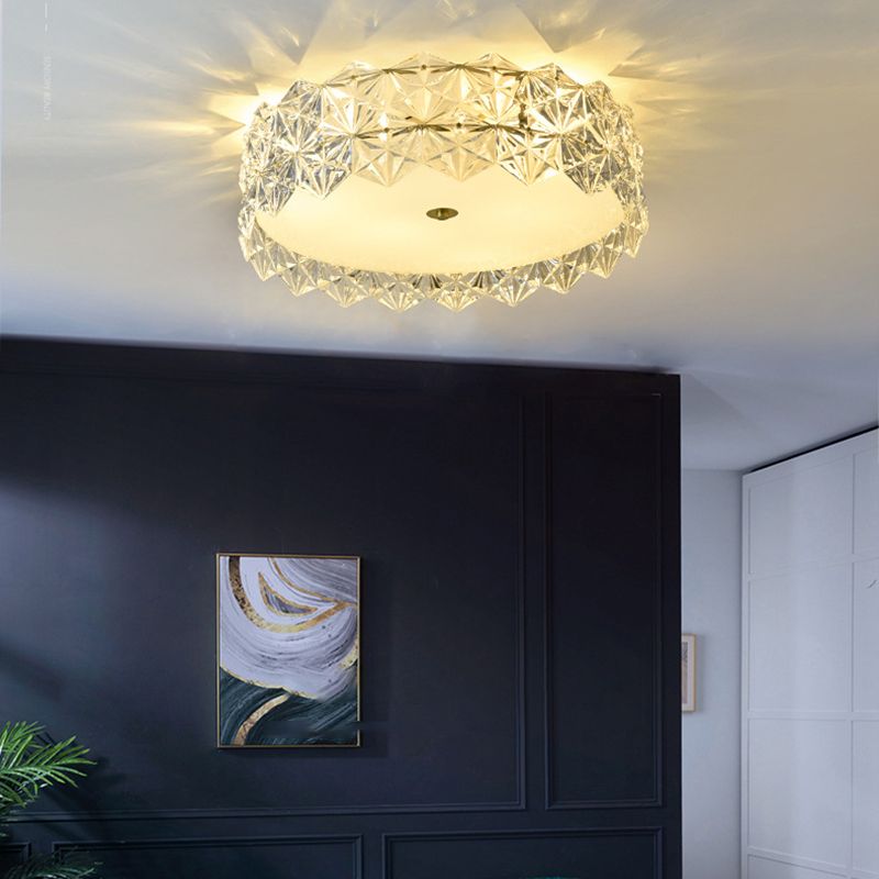 4/6/8-Light Modernism Golden Finish Flush Mount Lighting Round Glass Ceiling Light