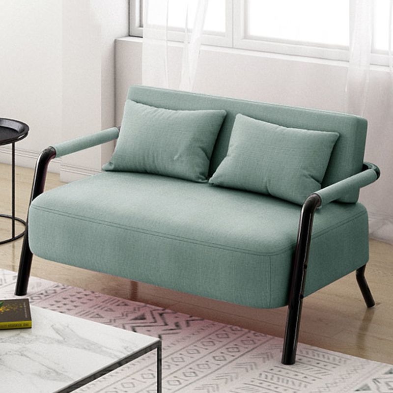 Contemporary Sofa with 2 Pillows Standard Square Arm Black Sofa