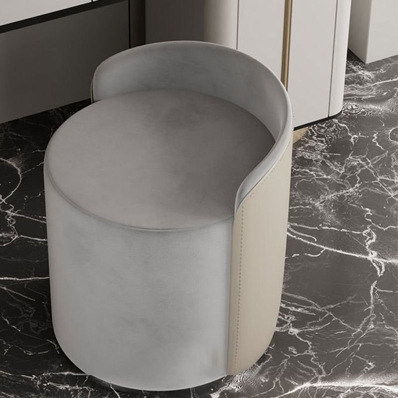 Contemporary Tear Resistant Pouf Round Grey Pouf for Living Room