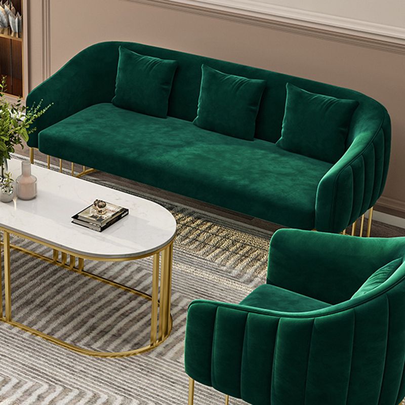 25.59" W x 29.52" H Velvet Tuxedo Arm Sofa Contemporary Standard Sofa with Tight Back