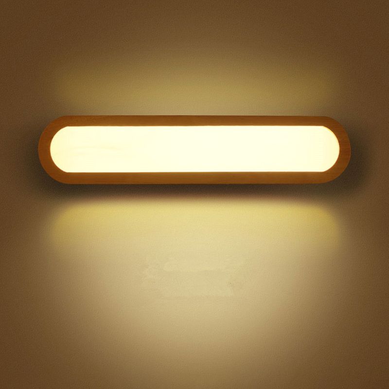 Langwerpige badkamer ijdelheid spiegellamp houten led LED Noordse wandmontage licht in beige