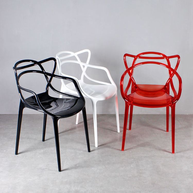 Contemporary Indoor Plastic Open Back Stacking Dining Arm Chair