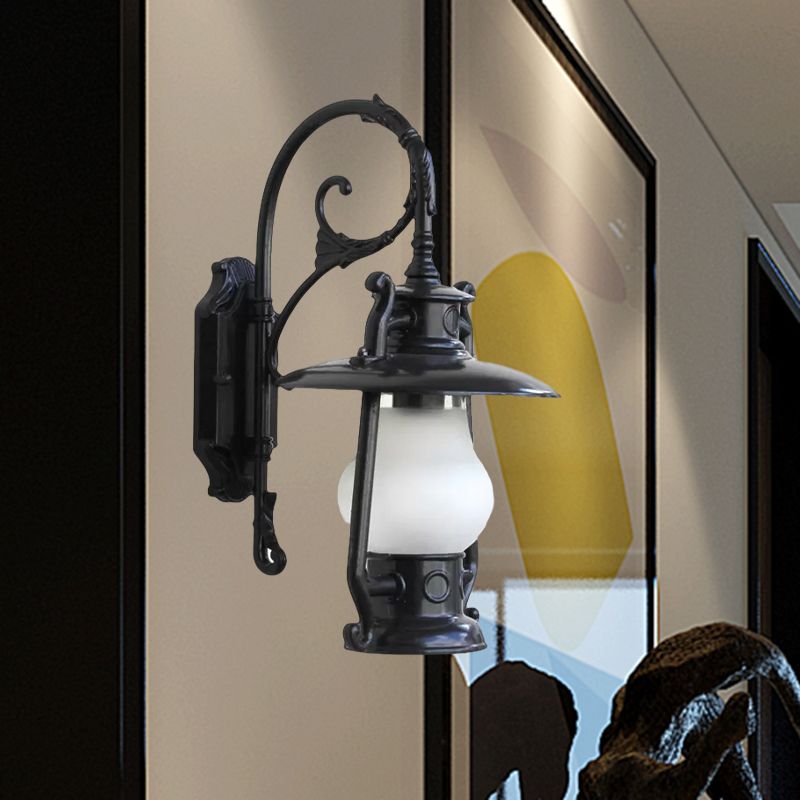 Lantern gefrostete Glaswandmontage Lampe Küste Single Lampe Außenleuchte im schwarzen/gealterten Messing