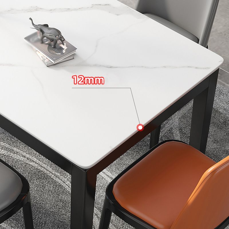 Stone Top Dining Table Modern Rectangle Dining Table with 4 Wood Legs