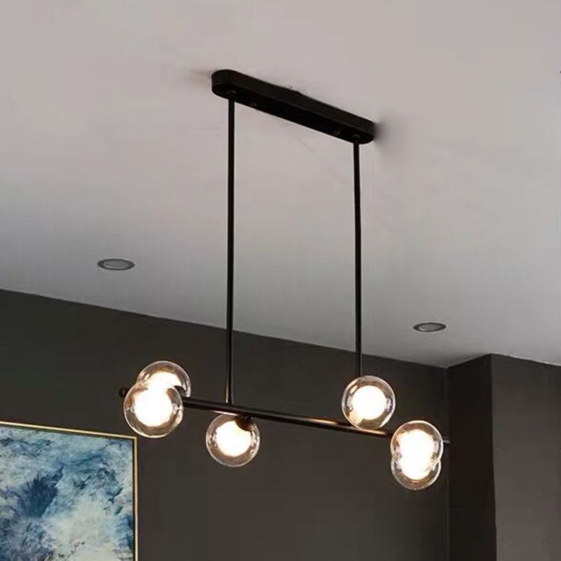 Luces colgantes de cocina modernas luces colgantes de isla esférica vidrio transparente