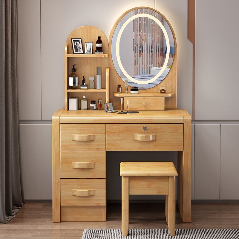 Drawers Included Standing Modern Lighted Mirror Vanity Dressing Table Set