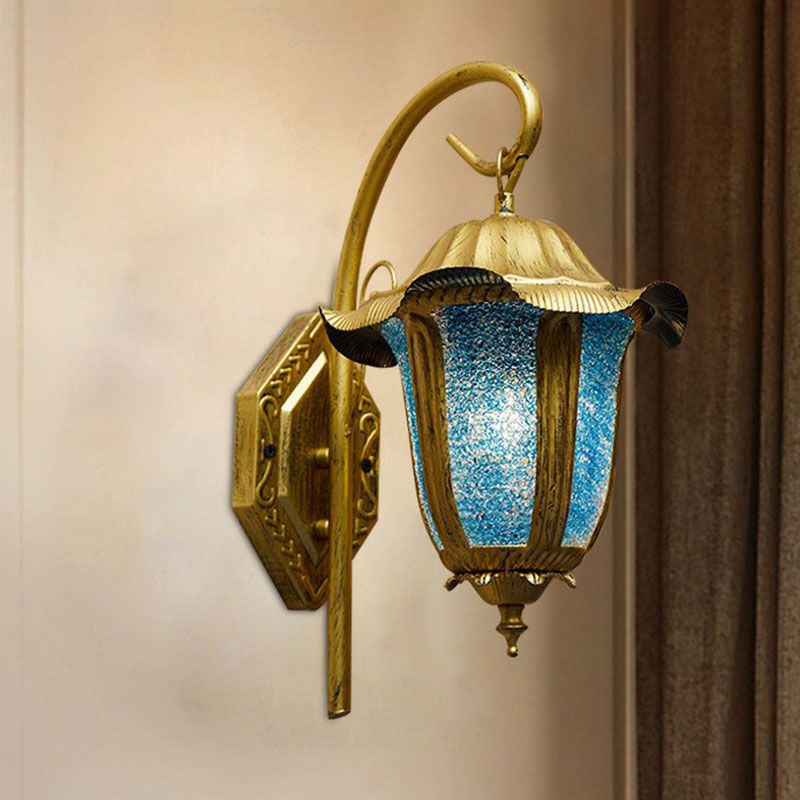 Marokkanische Glockenwandleuchte Ein-Bulb-Metallmauer-Lampe im Seeblau