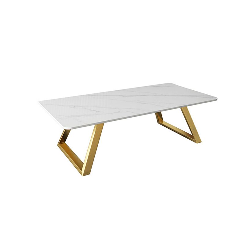 17.7"Tall Sled Metal Base Rectangular Slate Table Top Coffee Table