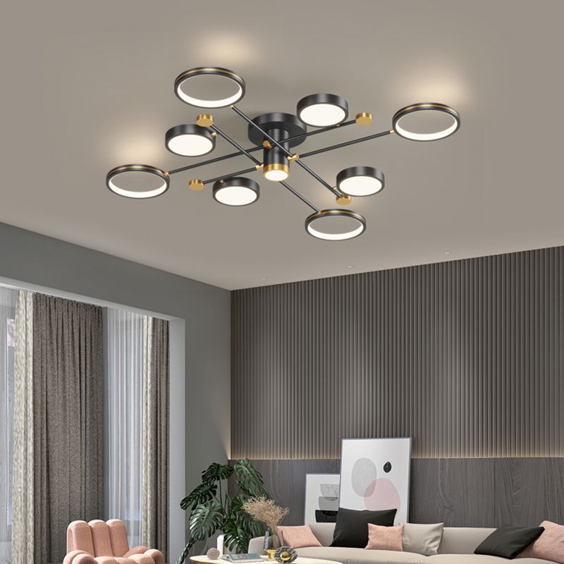 Modern Sputnik Flush Mount Ceiling Light Aluminum Living Room Flush Light