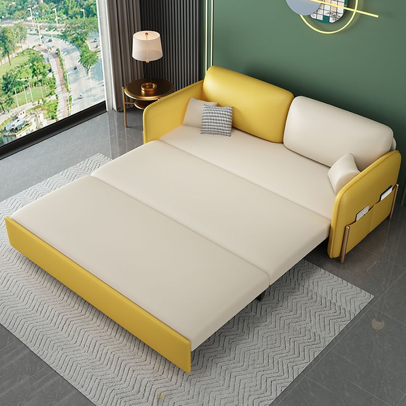 Pillow Back Futon Sleeper Sofa Faux Leather Sleeper Sofa with Storage