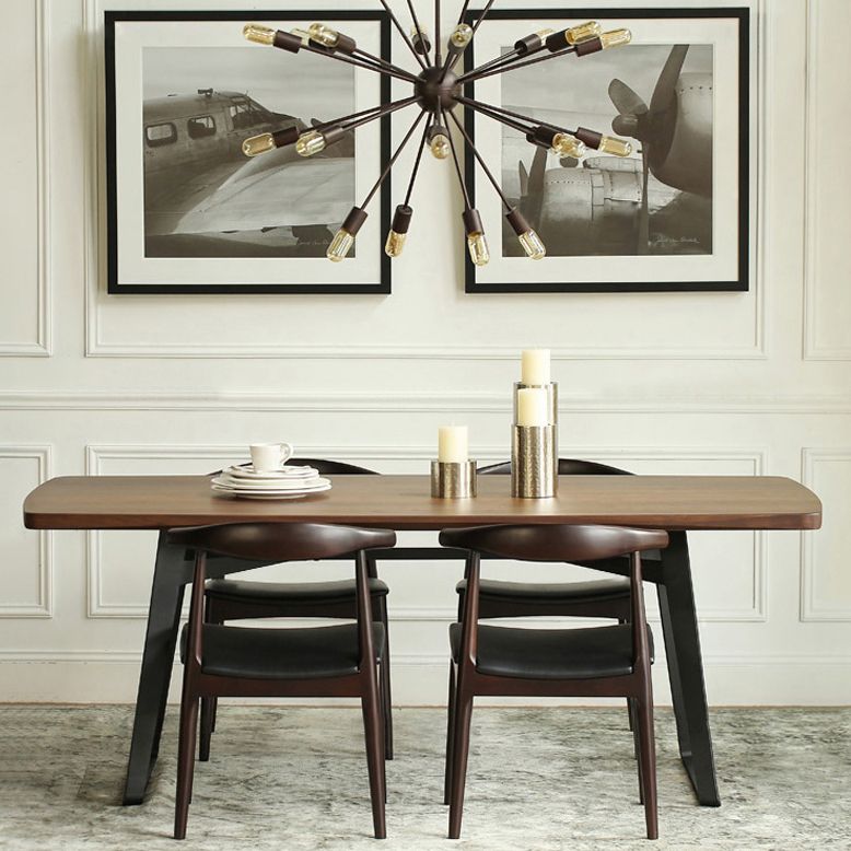 Rectangle Dining Table Pine Solid Wood Dining Table with Sled Base