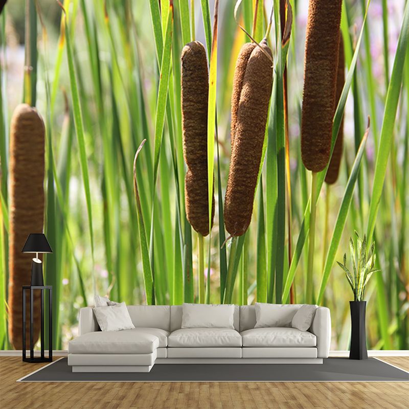 Cattails Plant Mural Water Resistant Home Decoration Wall Decor for Sleeping Room