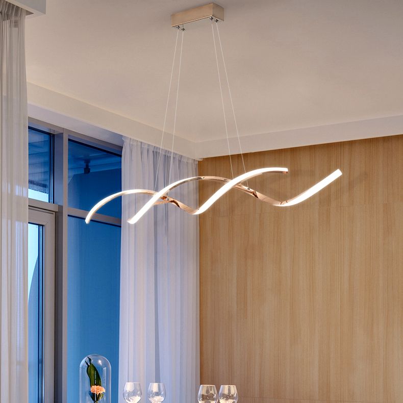 Minimalism Hanging Light Spiral LED Island Light Fixture for Dining Room