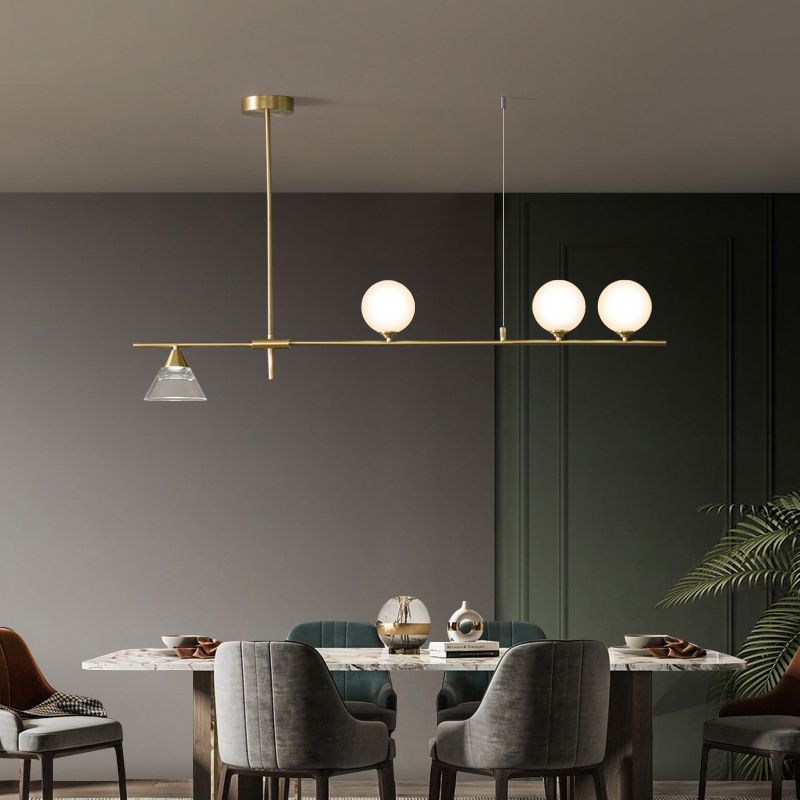 Glass Globe Island Pendant Lighting Modern Multiple-Light Island Light Fixtures