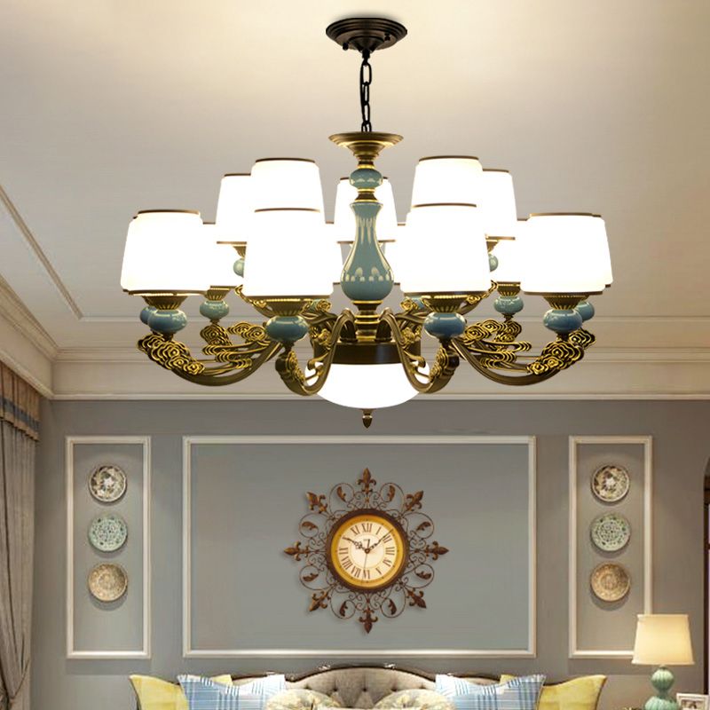 Cylinder Shape Pendant Lights Modern Style Glass Chandelier Light Fixtures