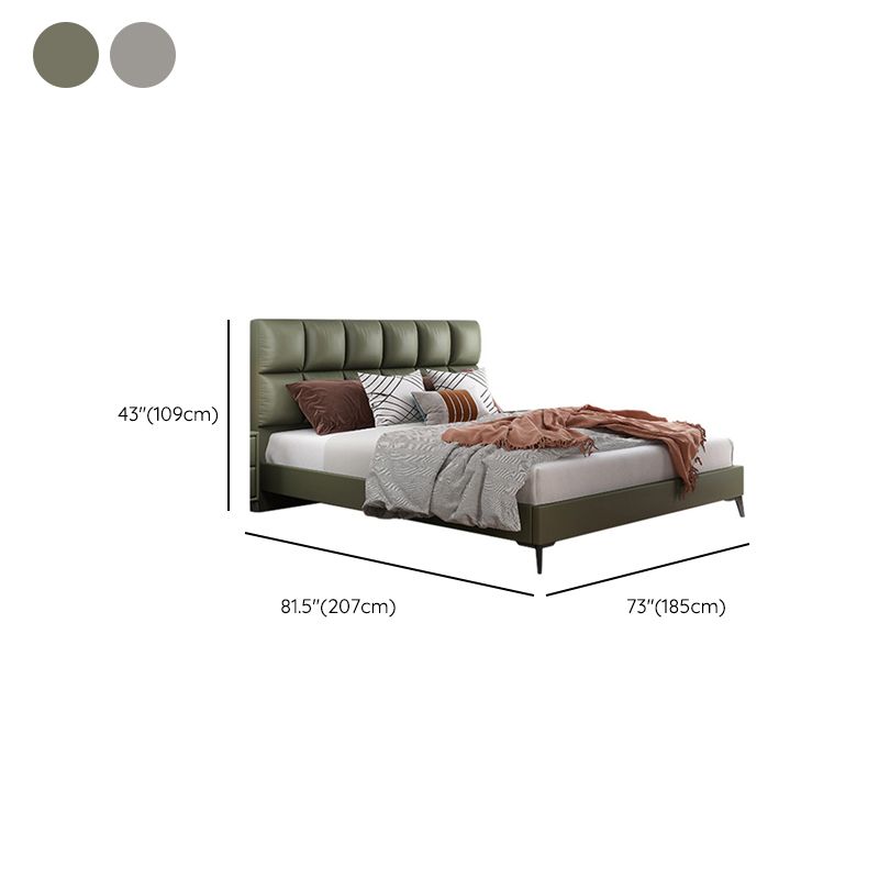 Modern Bed Upholstered Headboard Standard Bed with Metal Legs