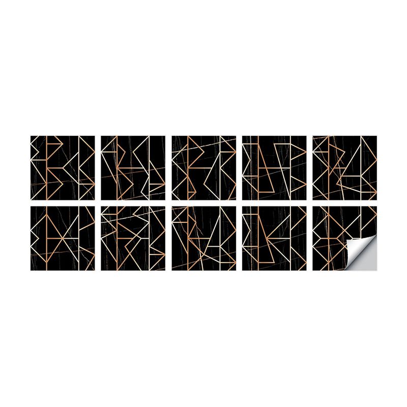 Black Marble Wallpaper Panels Geometric Line Pattern Modern Stick On Wall Art for Home