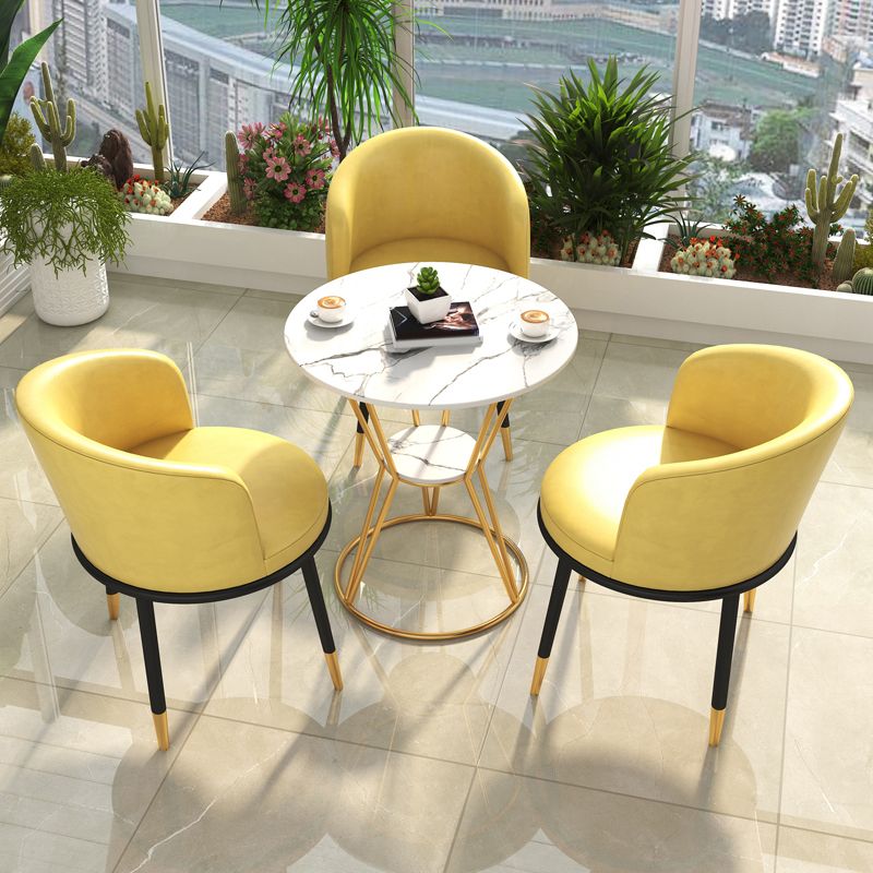 White Stone Top Dining Table Set 1/2/4 Pieces Modern Dinette Set