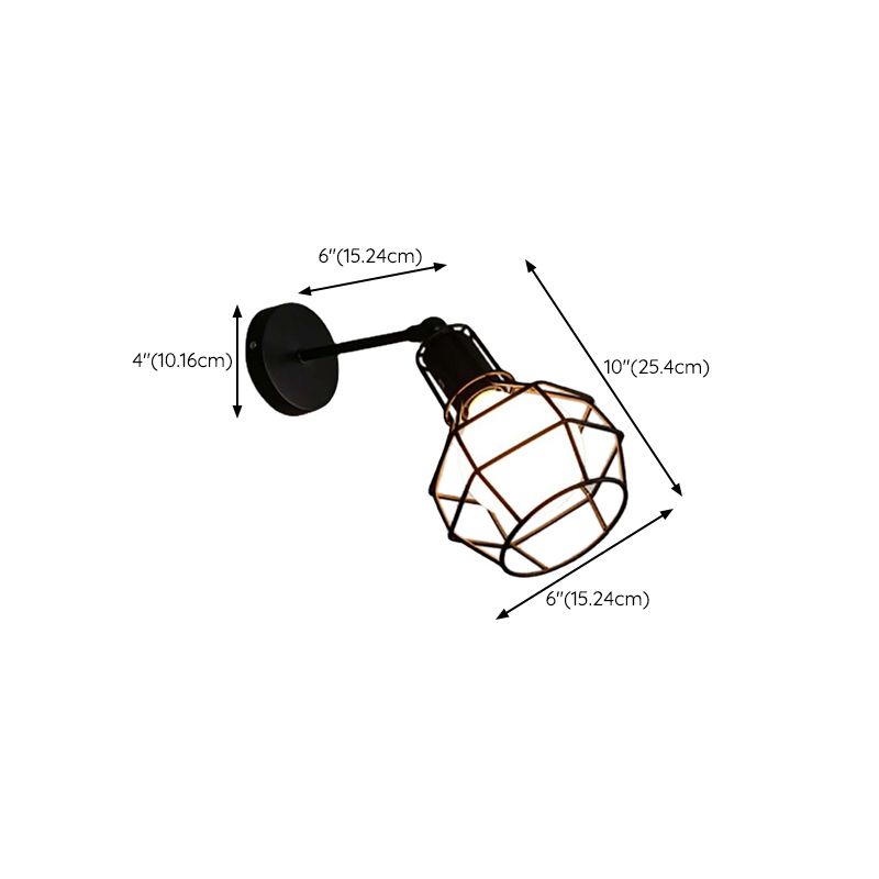 Geometric Wall Lighting Industrial Metal 1 Light Rustic Wall Sconces in Black
