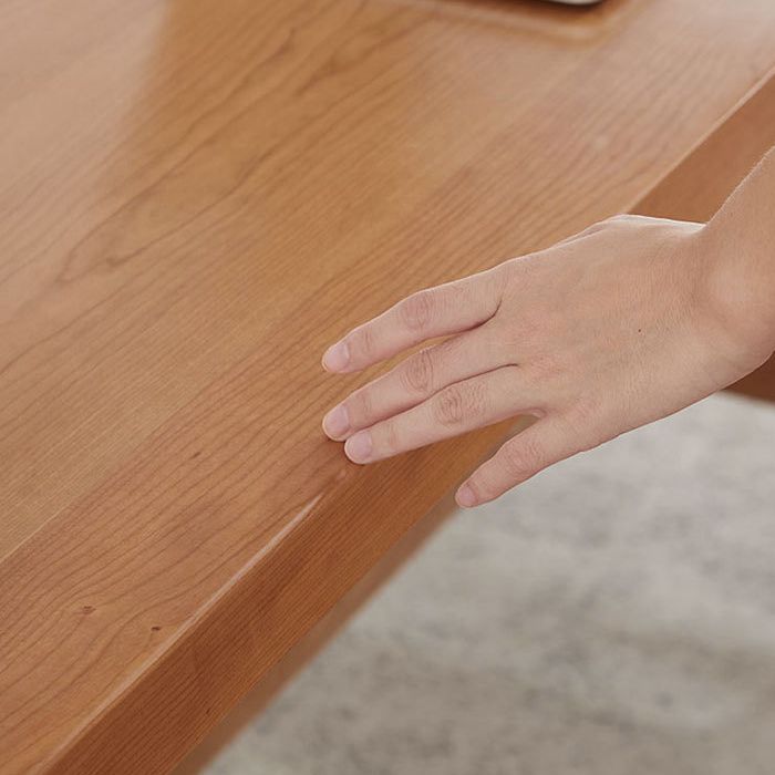 Contemporary Trestle Base Dining Table Rectangle Solid Wood Table