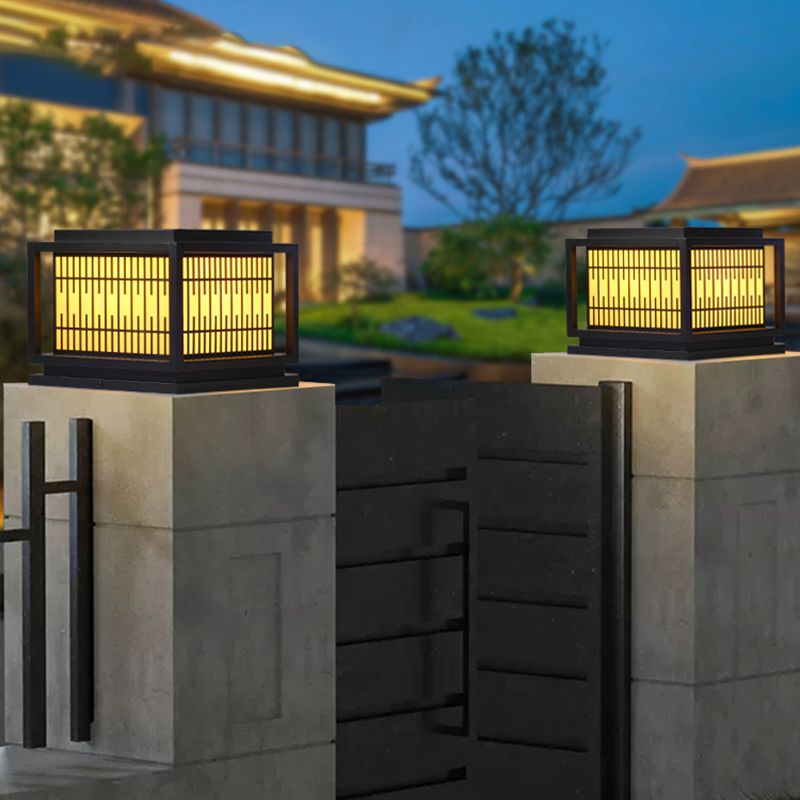 Square Shape Pillar Lamp Modern Outdoor Waterproof Light for Courtyard