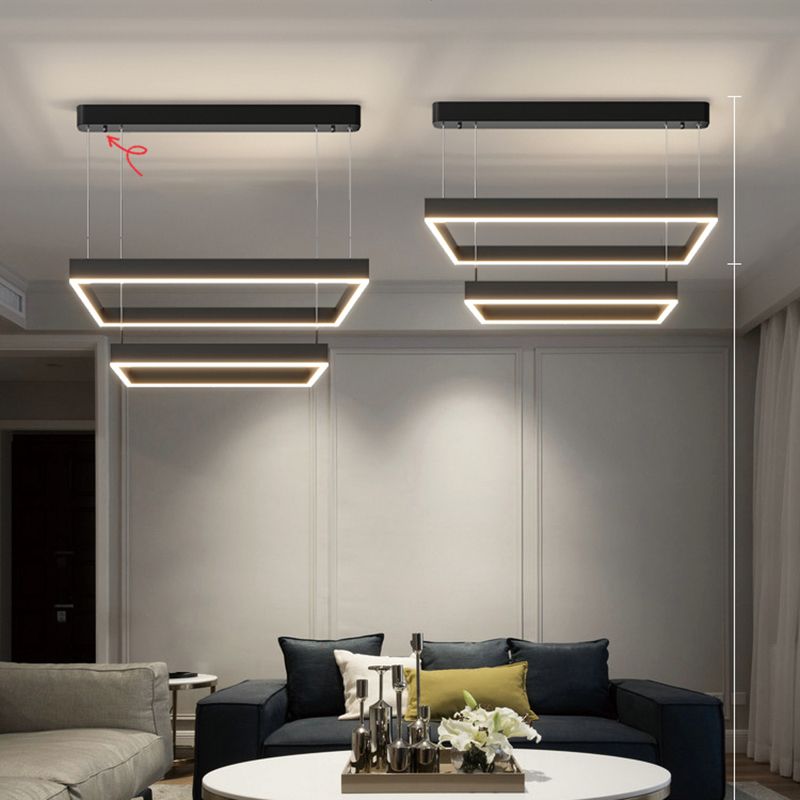 Modern Simplicity Square Suspended Lighting Fixture Acrylic Hanging Ceiling Fixture for Restaurant