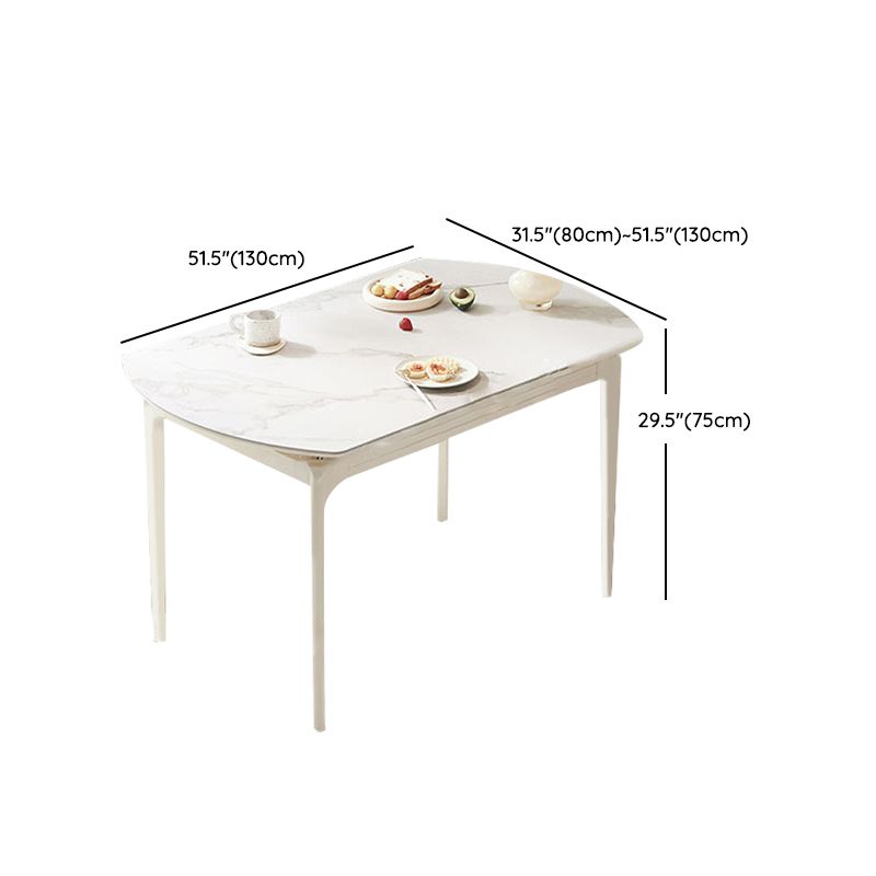 Modern Style Stone Furniture 5/7 Pcs White Rectangle Dinette Table with Dining Chair