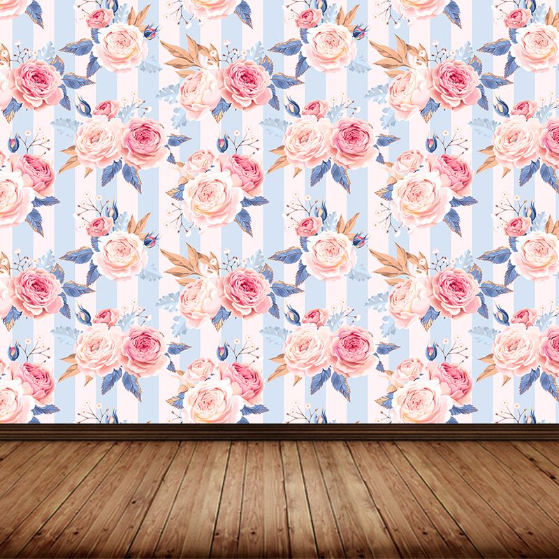 Stylish Rose Blossom Wallpaper Mural Pastel Color Flower Wall Covering for Bedroom