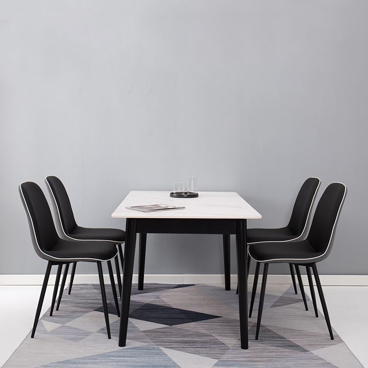 Minimalist Sintered Stone Dining Set with Rectangle Table and Wooden Base Table Set for Restaurant